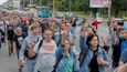 Masivní protesty v běloruském Minsku kvůli výsledkům voleb a sčítání hlasů (14. 8. 2020)