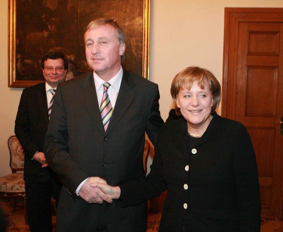 Expremiér a někdejší šéf ODS Mirek Topolánek s Angelou Merkelovou