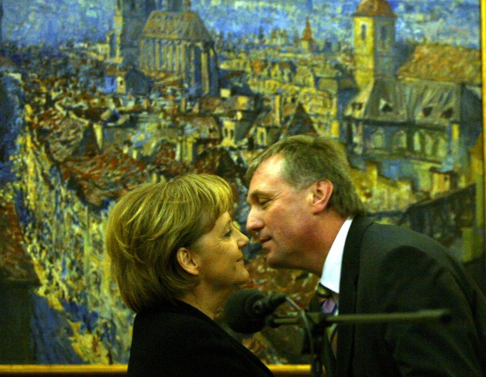 Expremiér a někdejší šéf ODS Mirek Topolánek s Angelou Merkelovou