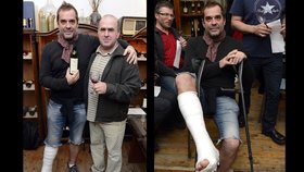 Během ochutnávky vín z vinařství Špillar zapomněl Miroslav Etzler na zraněnou nohu