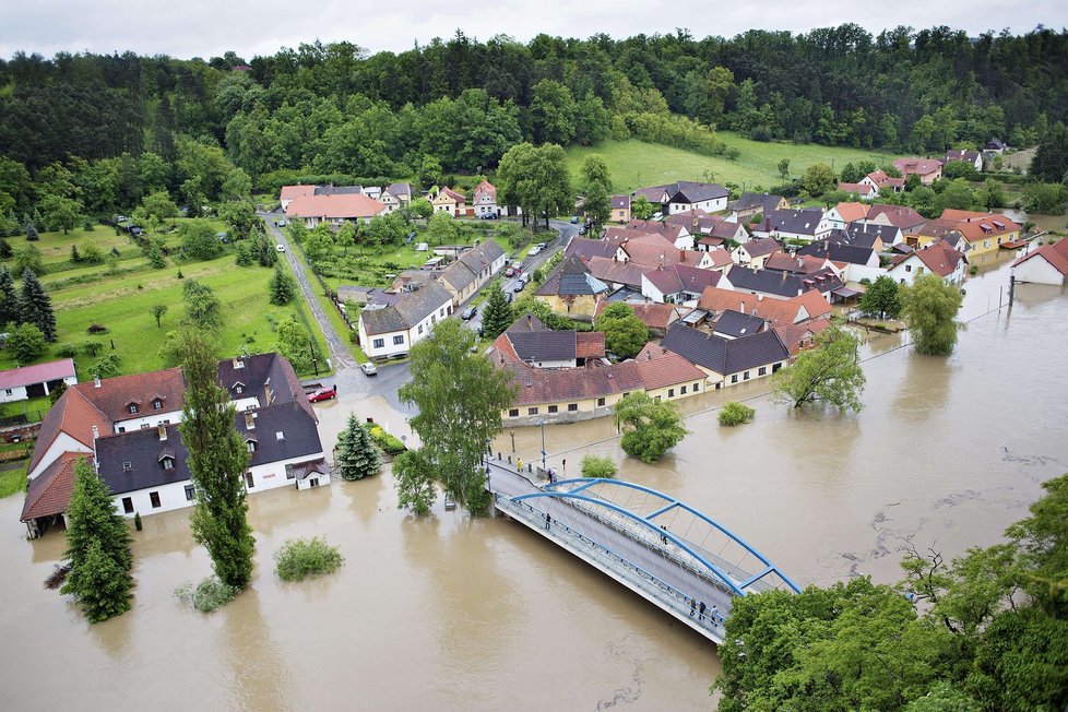 Povodně 2013: Zatopená Bechyně na Táborsku