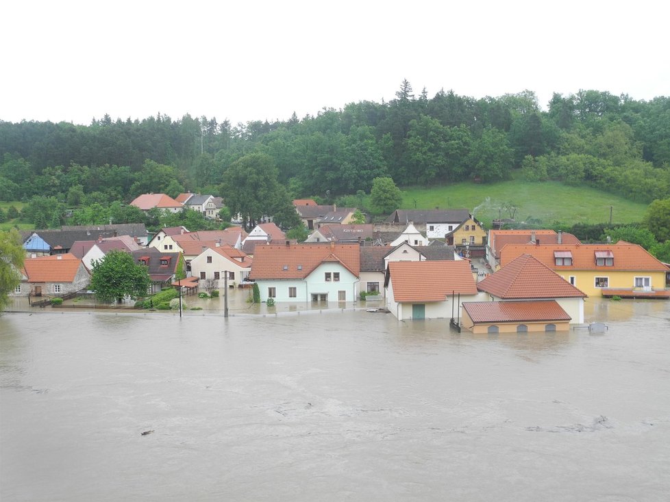 Povodně 2013: Zatopená Bechyně na Táborsku