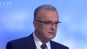 Miroslav Kalousek (TOP 09) v debatě s Karlem Havlíčkem (za ANO) v ČT řešil mj. schodek státního rozopočtu 500 miliard