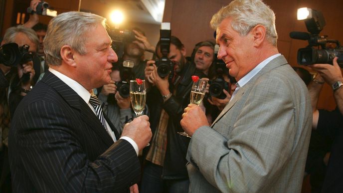 Miroslav Šlouf a Miloš Zeman v roce 2008