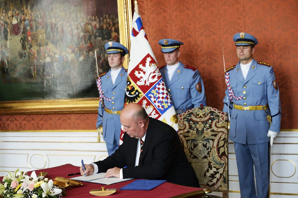 Miroslav Toman při svém uvedení do funkce ministra zemědělství na Pražském hradě