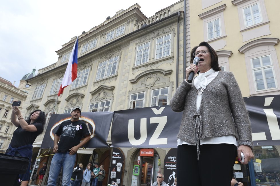 Miroslava Němcová (ODS) podpořila protest před Sněmovnou, který probíhal v době jednání o důvěře druhé Babišově vládě