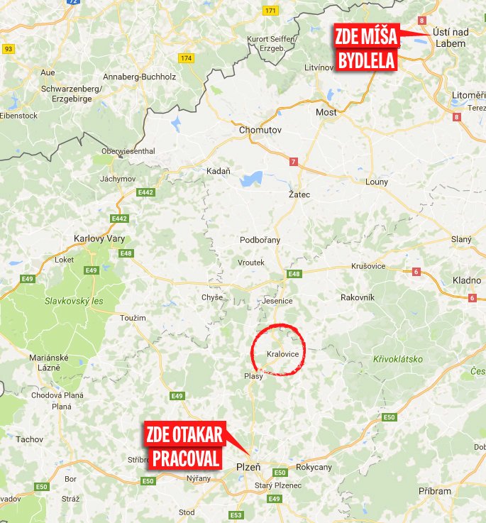 Policisté hledali Míšu v lesích u Kralovic, které leží na trase mezi Ústím nad Labem a Plzní.