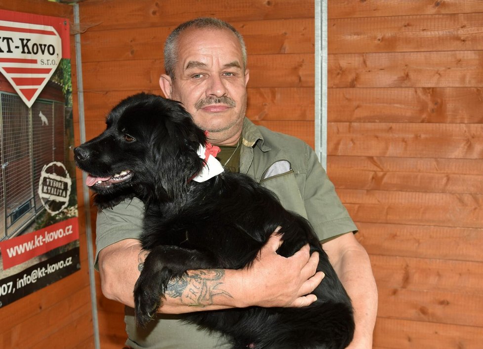 Týraný pes Míša je za záchranu a péči Karlu Bobálovi hodně vděčný.