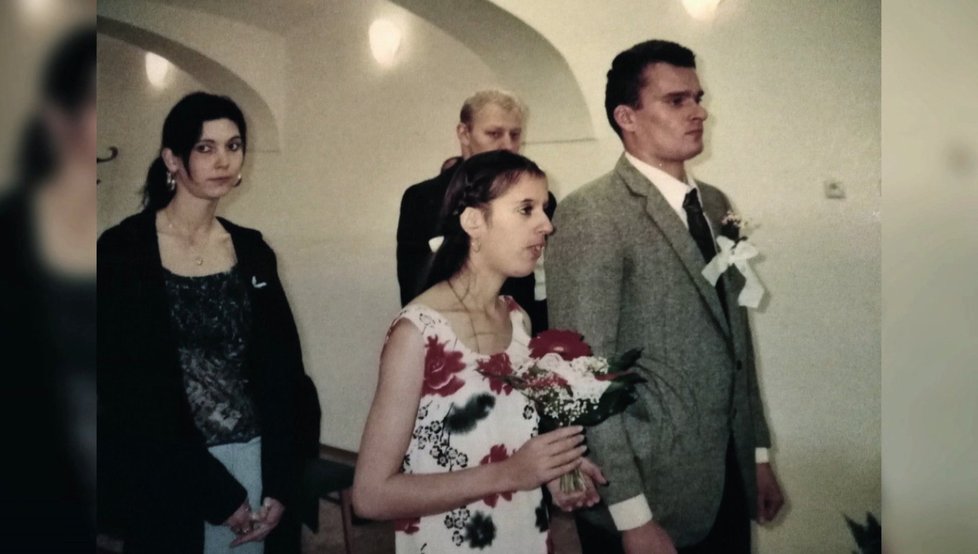 Ján Sihelský na svatbě s manželkou, která ho opustila.