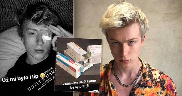 Adam Mišík bere hromadu léků