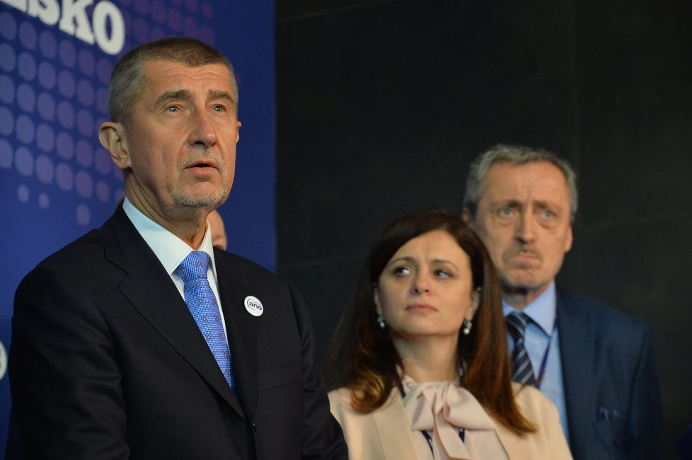 Předseda ANO Andrej Babiš a místopředsedové Jaroslava Pokorná Jermanová a Martin Stropnický