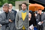 Elegáni Andrej Babiš a Leoš Mareš na mítinku ANO před volbami do Evropského parlamentu