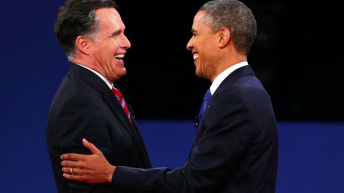 Mitt Romney a Barack Obama během předolební debaty