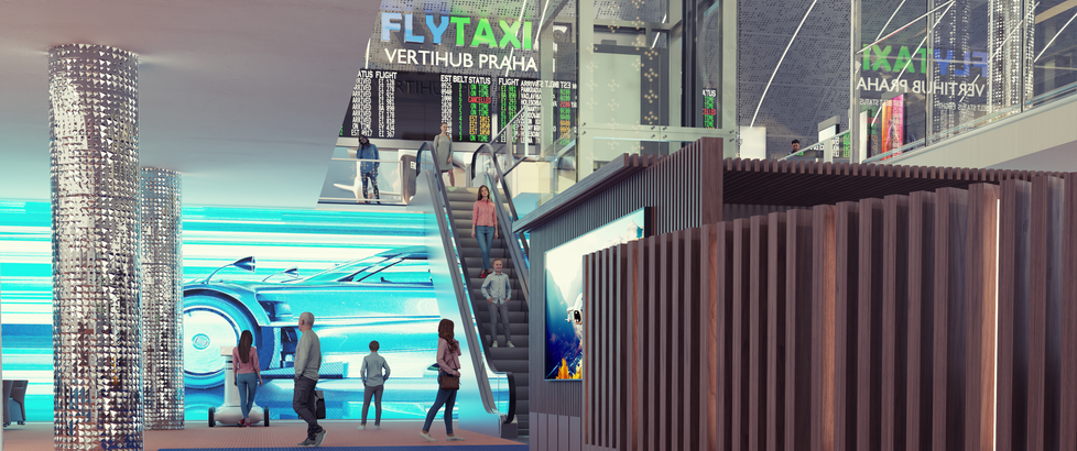 Vizualizace terminálu vertiportu, kde by letouny MiYa mohly jednoho dne přistávat