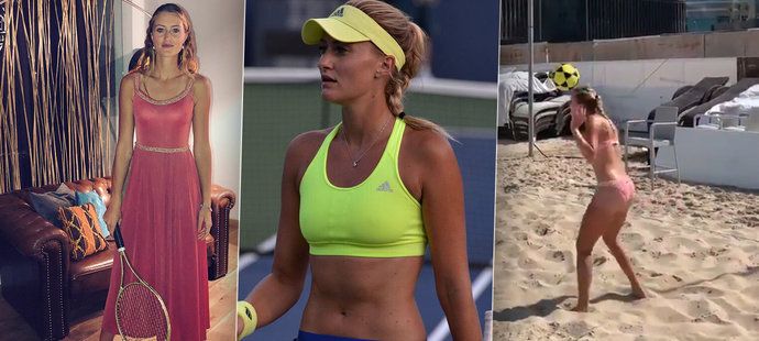 Francouzská tenistka Kristina Mladenovicová si zpestřila trénink.