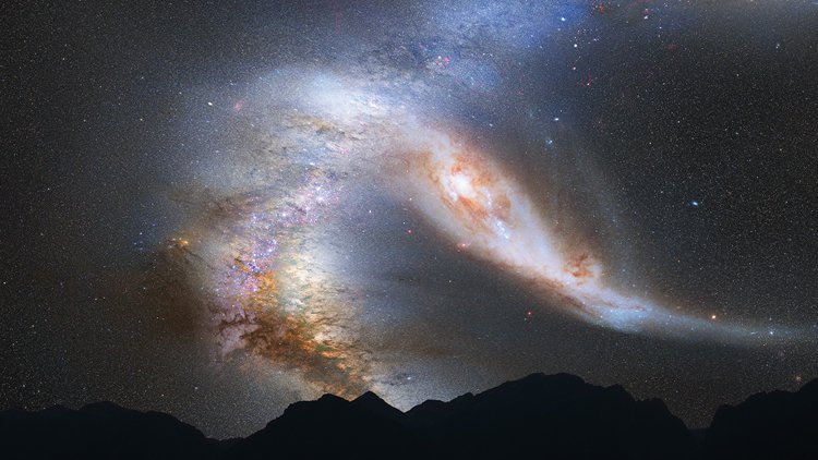 Galaxie Mléčná dráha a Andromeda za 4 miliardy let