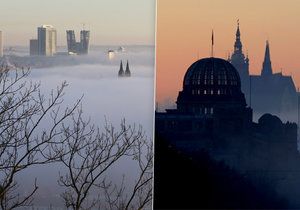 Nad Vltavou v Praze seděla mlha. Díky tomu vznikly nádherné fotografie metropole.