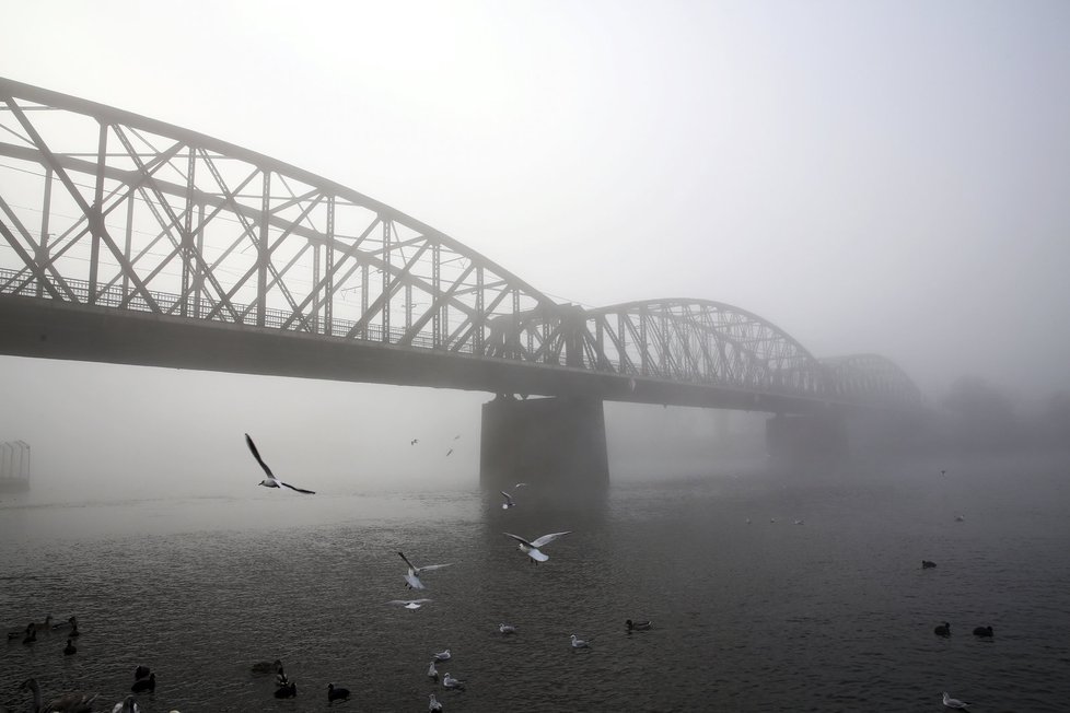 Nad Vltavou v Praze seděla mlha. Díky tomu vznikly nádherné fotografie metropole.