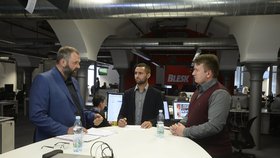 Daniel Pitek (vlevo) a Patrik Mlynář ve Studiu Blesk