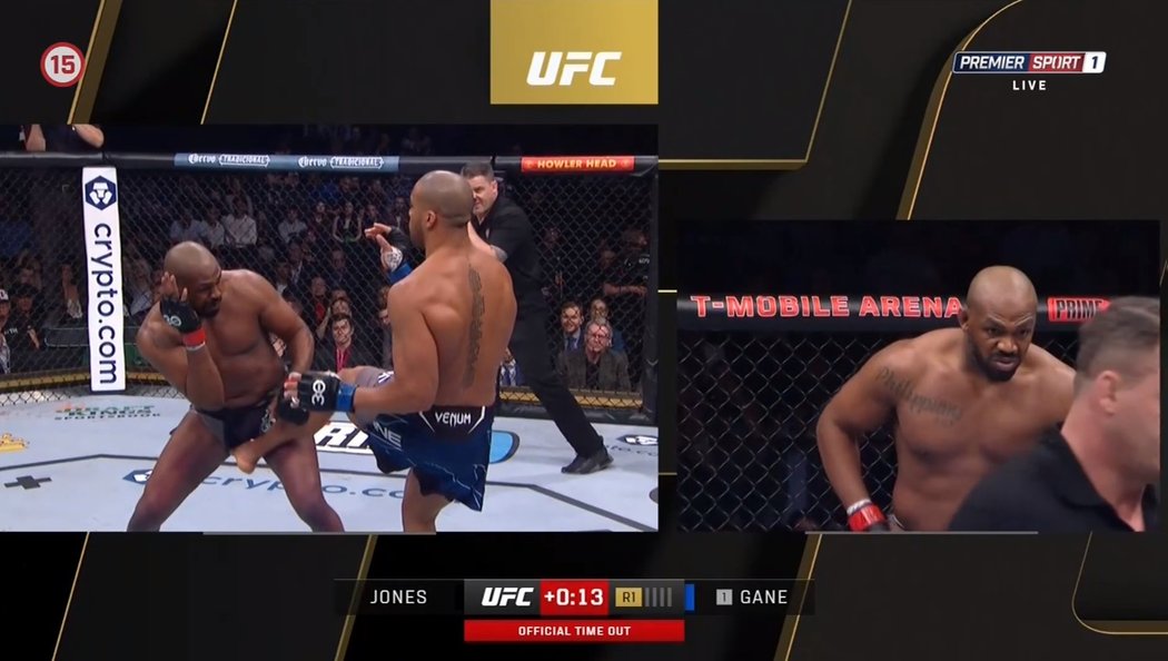 Jon Jones předvedl parádní vítězství i přes nepovolený úder od Gana