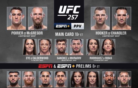 Finální karta zápasů turnaje UFC 257