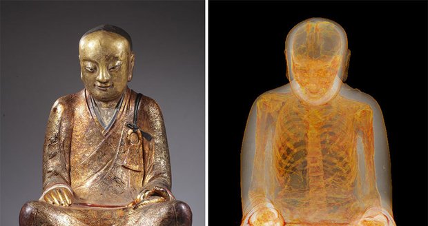 CT skenování ukázalo, že 1 000 let stará socha Buddhy obsahuju kostru mnicha