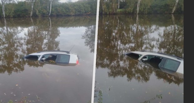 Muž sjel s autem do rybníka.