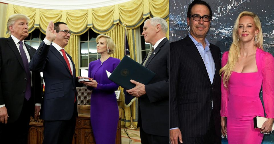 Steven Mnuchin a Lousie Lintonová