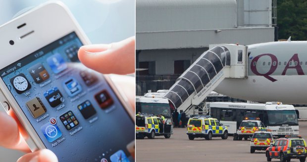 Letadlo mířící do Prahy museli evakuovat kvůli ženě, které začal hořet mobil. (ilustrační foto)