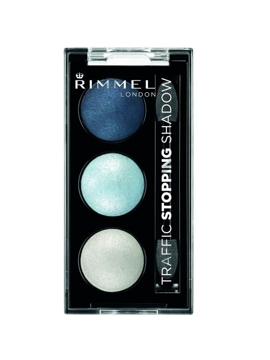 Hedvábné dlouhotrvající oční stíny Traffic Stopping Baked Trio, Rimmel London, 169 Kč