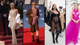Nejšílenější outfity roku 2022: Kim v šatech po Marilyn i Brad Pitt v sukni!