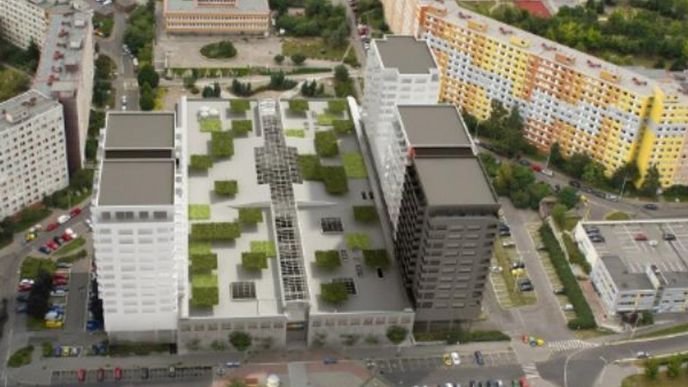 Model stavby věžových domů u obchodního centra Lužiny