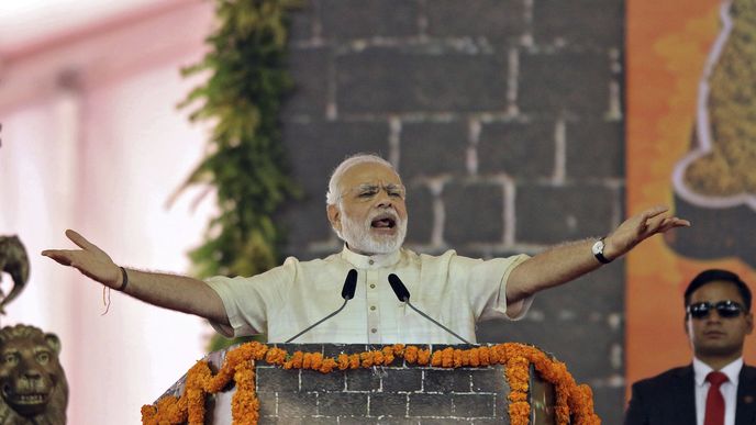 Indický premiér Modí u položení základního kamene