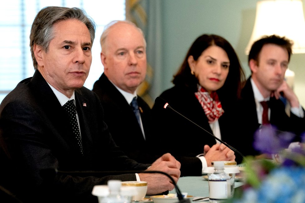 Ministři zahraničí USA a Moldavska, Antony Blinken a Nicu Popescu, jednali ve Washingtonu (18. 4. 2022).