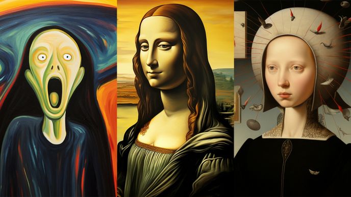 Mona Lisa desetkrát jinak. Jak by nejslavnější obraz dějin namaloval Picasso, Mucha nebo Hieronymus Bosch?