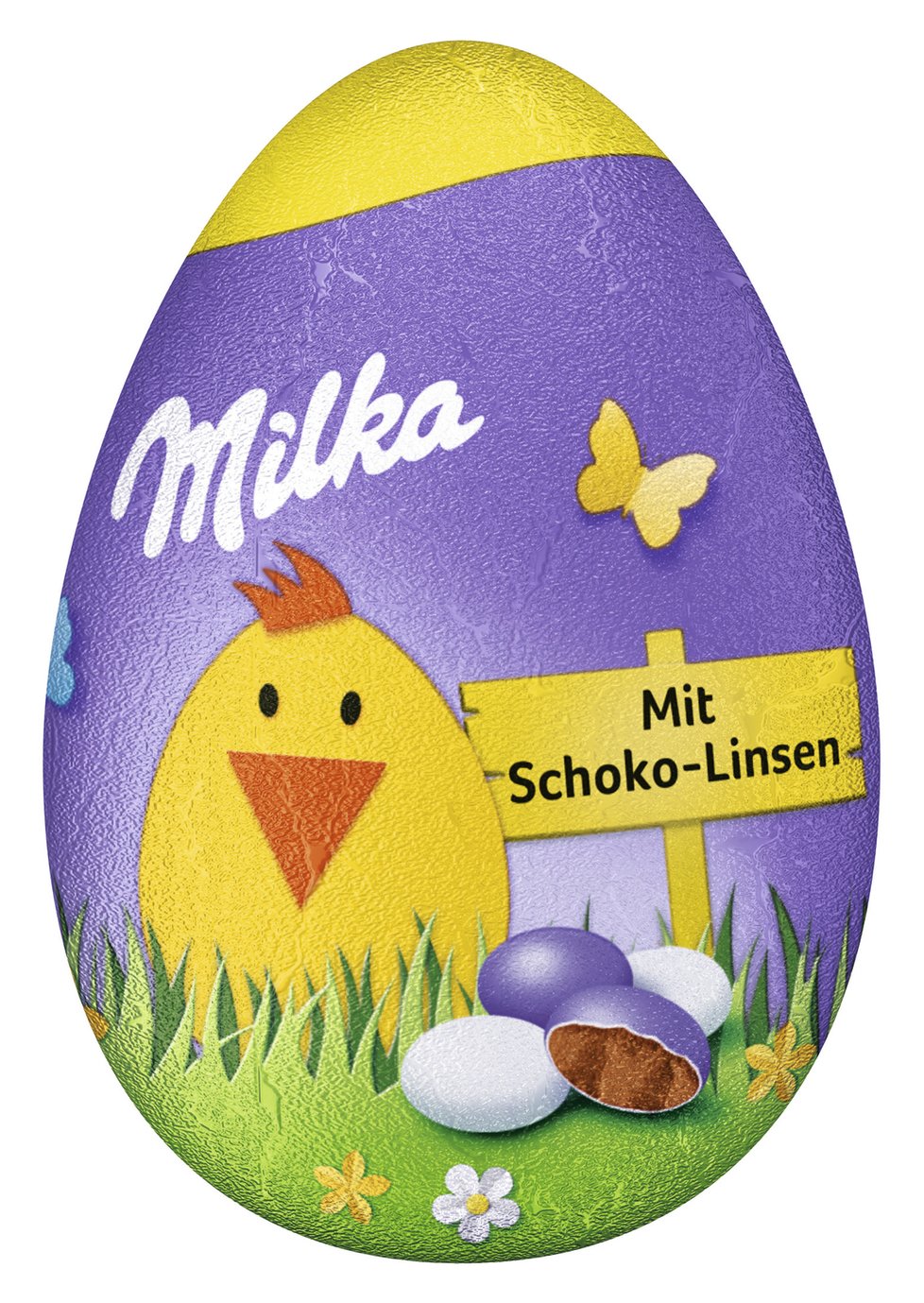 Milka Funny Egg k dostání v 50g balení. Cena 39,90 Kč.