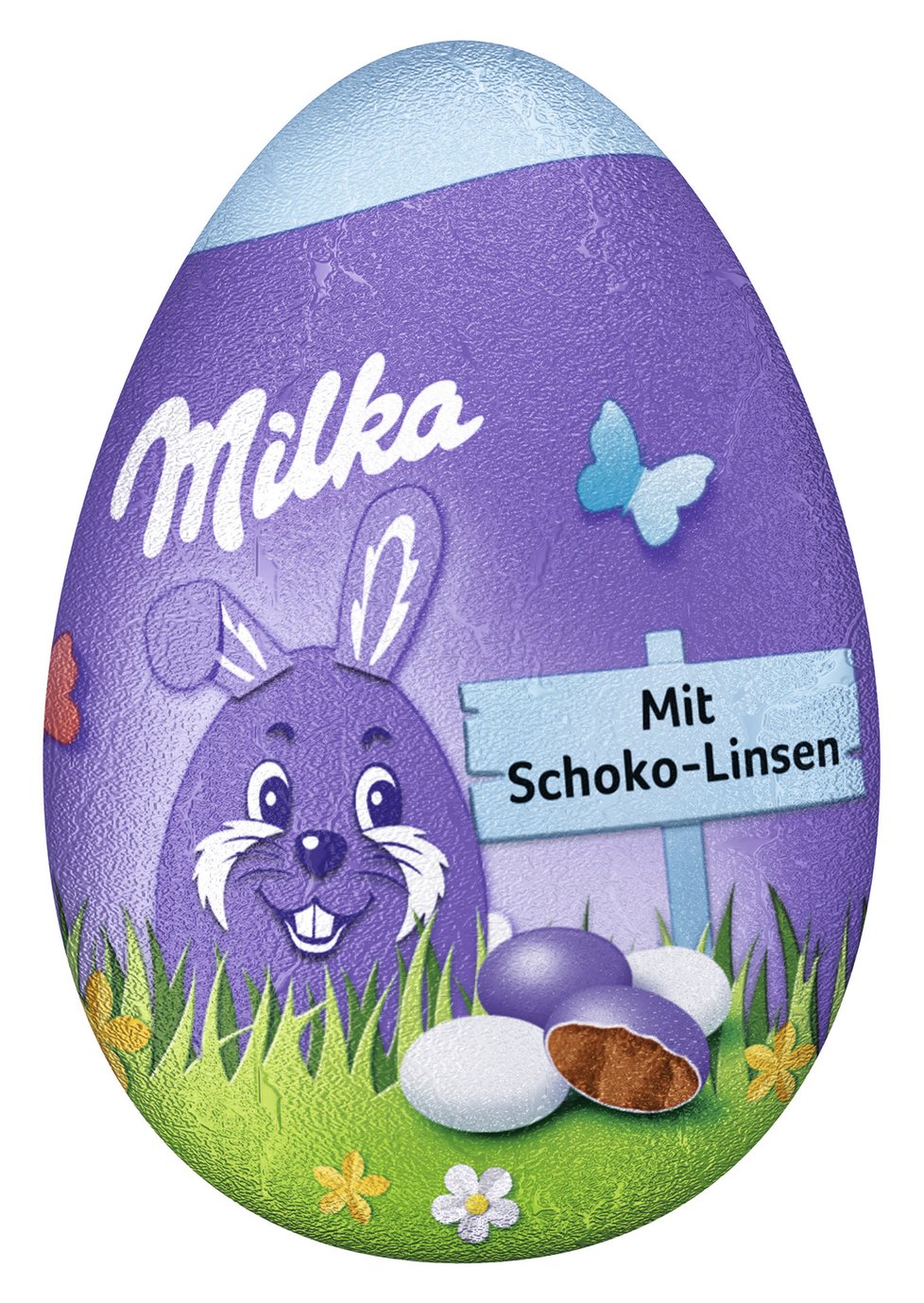 Milka Funny Egg k dostání v 50g balení. Cena 39,90 Kč.