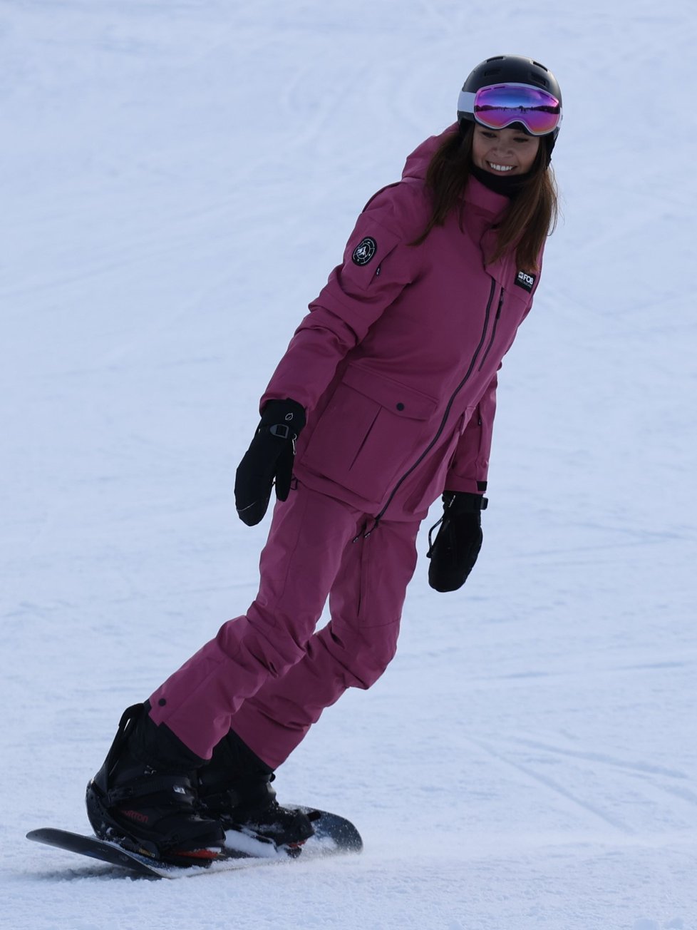 Monika Leová si zajezdila na snowboardu