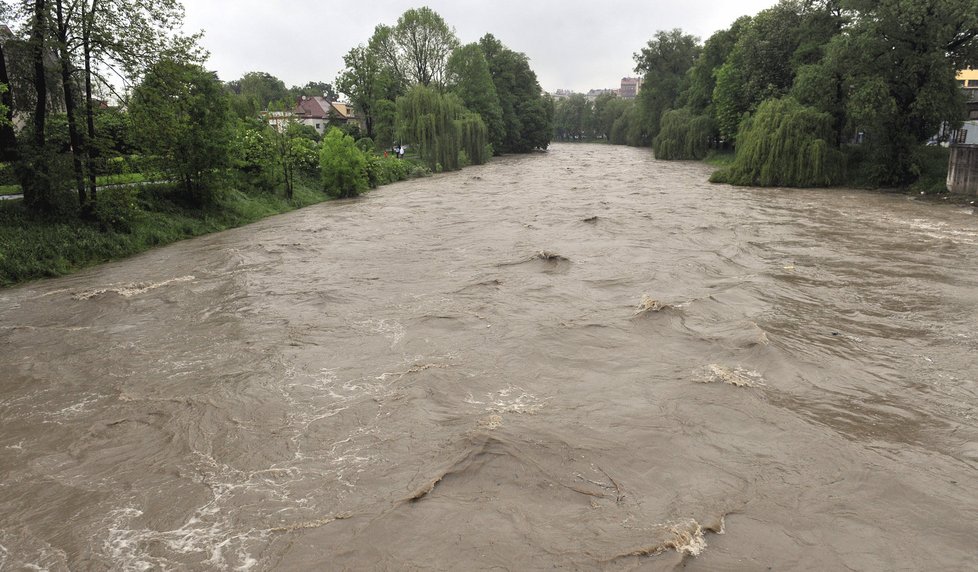 Vydatné deště rozbouřily řeku Olši
