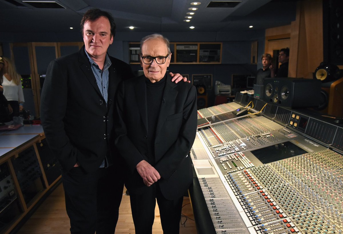 Morricone a režisér Quentin Tarantino během natáčení ve slavných studiích Abbey Road.