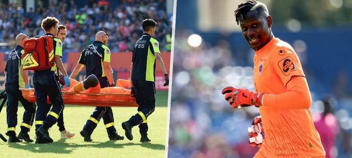 Senegalský brankář Mory Diaw byl zasažen dělobuchem, který mu přistál těsně pod nohou při zápase proti domácímu Montpellieru.