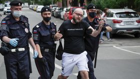 Demonstrace kvůli Ivanovi Safronovi v Moskvě (13. 7. 2020)