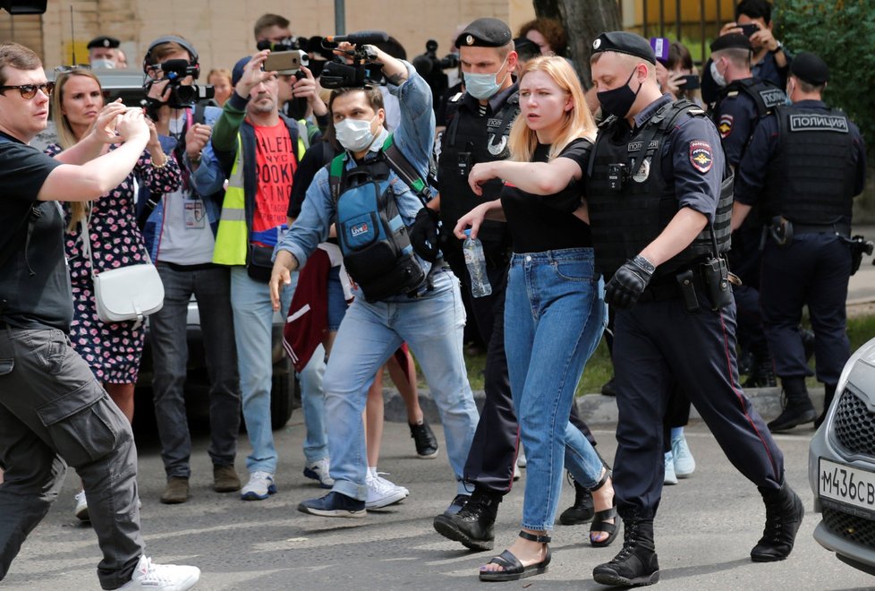 Demonstrace kvůli Ivanovi Safronovi v Moskvě (13. 7. 2020)