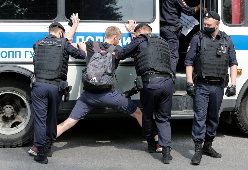 Demonstrace kvůli Ivanovi Safronovi v Moskvě (13. 7. 2020)