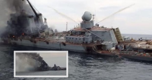 První foto a video hořícího křižníku Moskva? Jeho potopení si vyžádalo desítky životů, píše ruský nezávislý list
