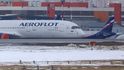 Zaparkovaná letadla Aeroflotu na moskevském letišti (březen 2022)