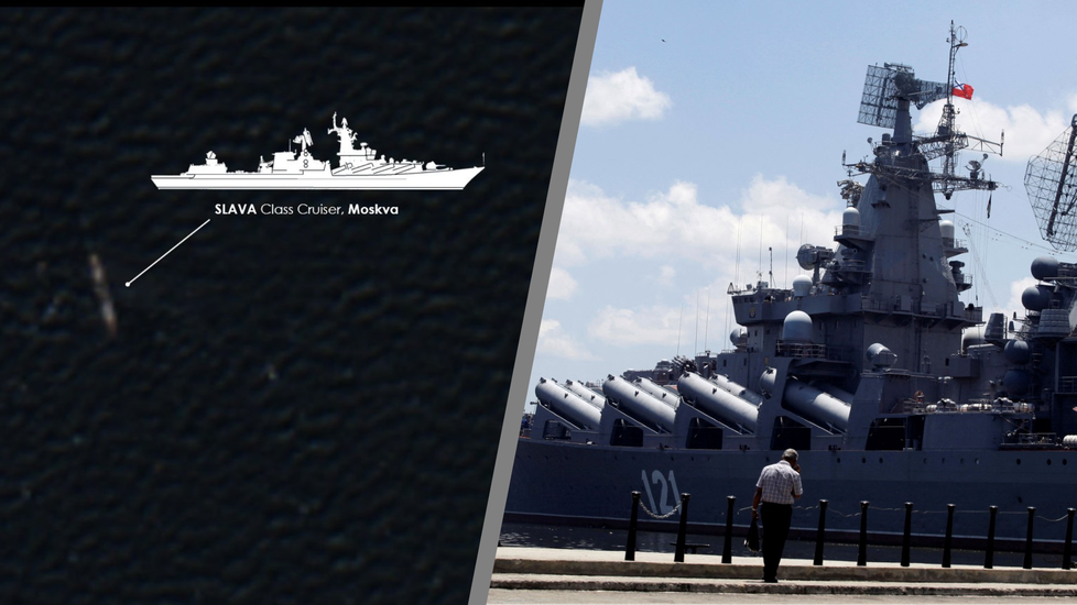Důkaz o zkáze Putinovy lodní chlouby: Hořící křižník Moskva na satelitních snímcích!