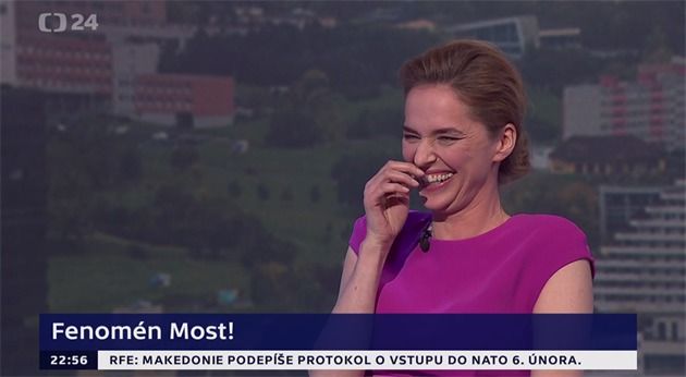 Moderátorka Světlana Witowská se během rozhovoru o seriálu Most! skvěle bavila.