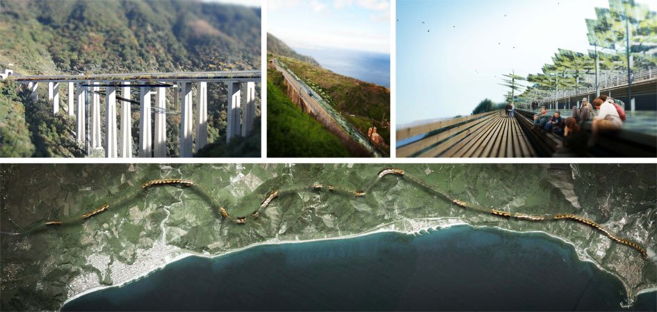 Další z návrhů na rekonstrukci viaduktu v Kalábrii