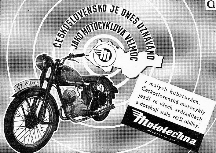 Dobové reklamy na motocykl ČZ 150 ccm.